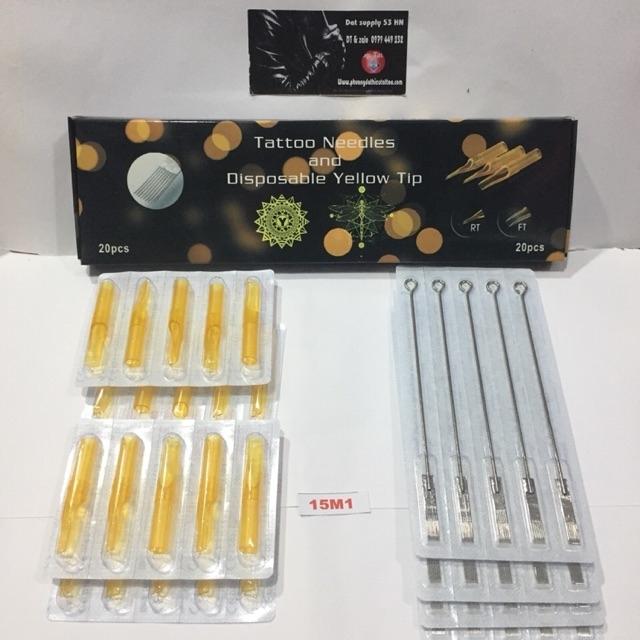 Bộ kim xăm và Ngòi 15M1 đánh bóng ( 20 kim xăm + 20 Ngòi nhựa )