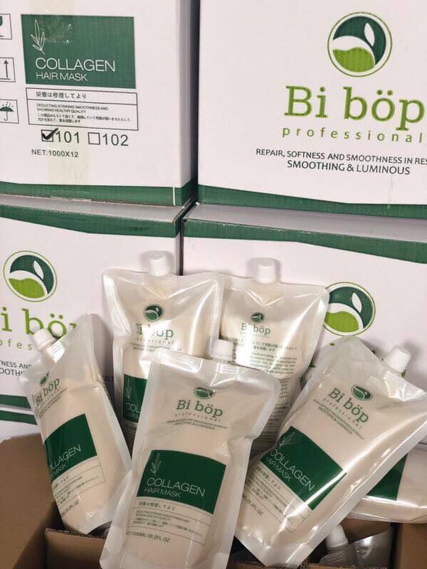 [ Tặng Mũ Ủ ] Túi Hấp Phục Hồi Nhật Bibop Collagen Siêu Mềm Mượt Tóc 1000ml