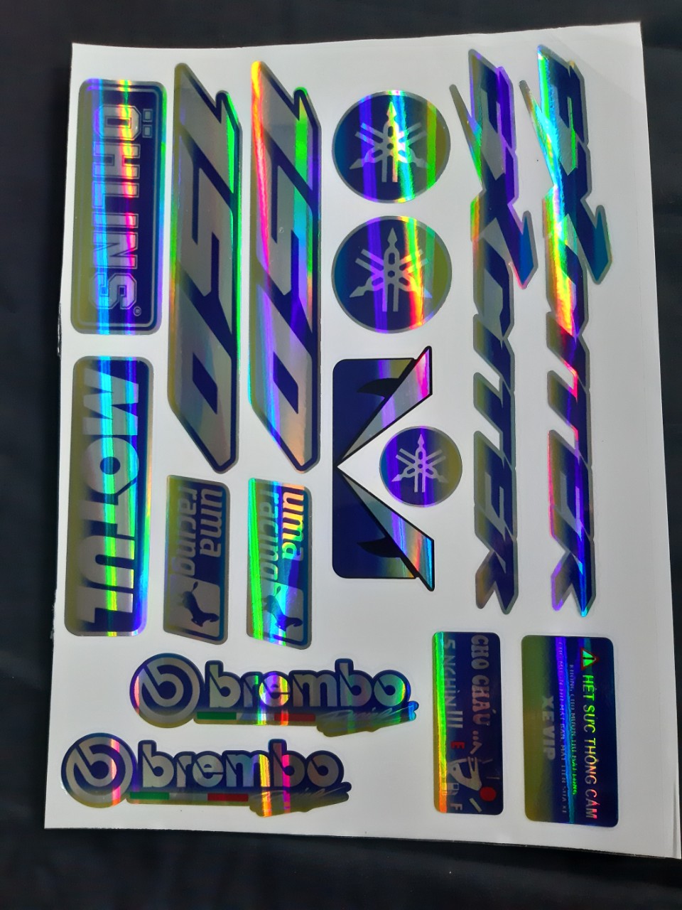 BỘ TEM LOGO YAMAHA EXCITER CROM (MÀU TIAN) 7 MÀU