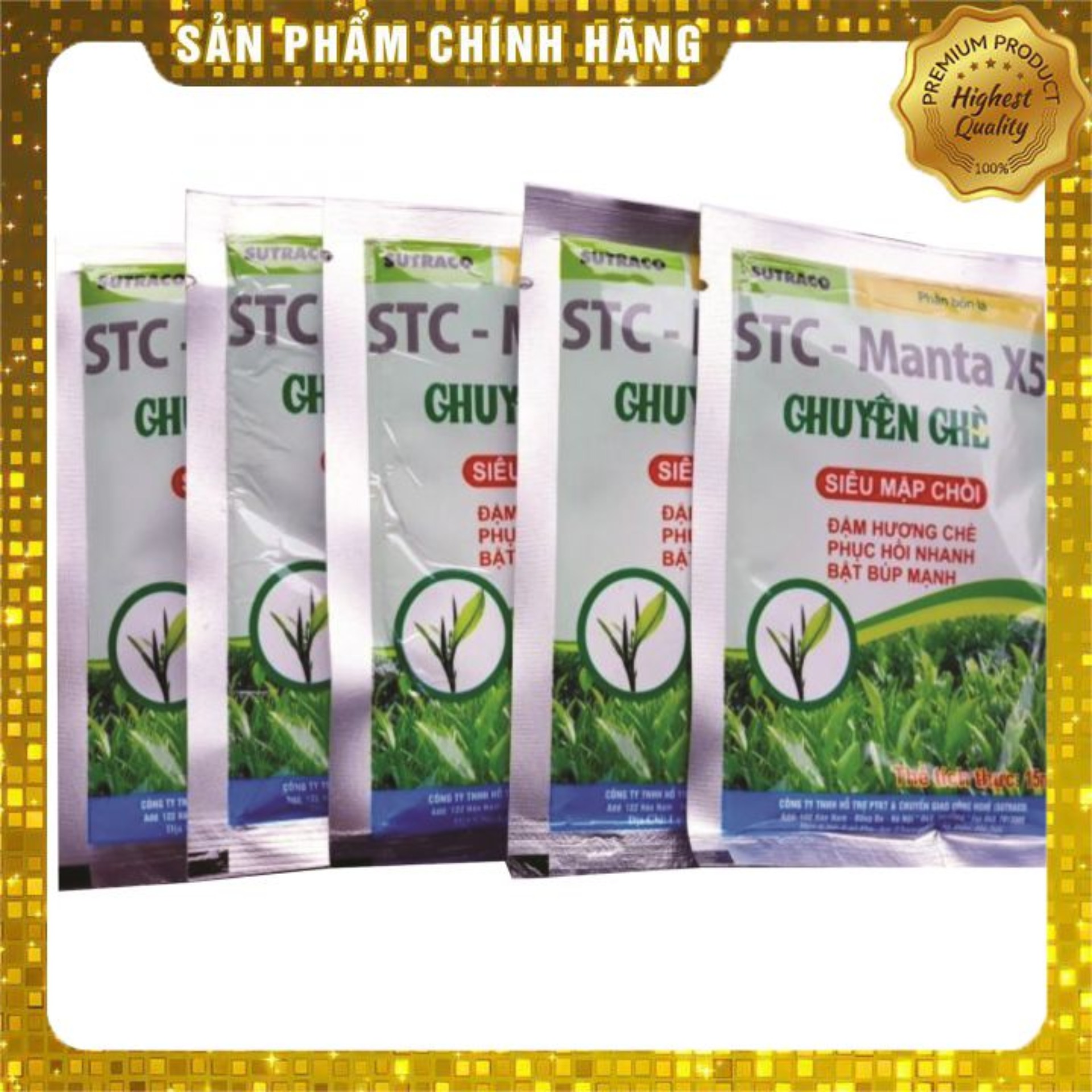 Combo 10 gói Phân bón lá Manta X5 Chuyên Chè Sutraco (15ml) Siêu mập chồi, đậm hương chè, phục hồi nhanh, bật búp mạnh