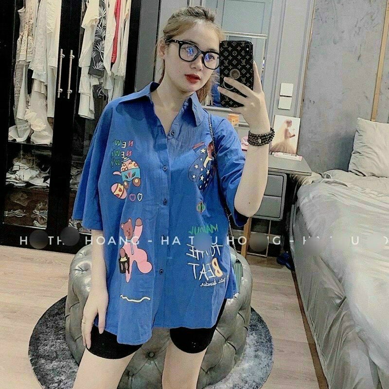 SÉT QUẦN NGỐ ÁO SƠMI IN GẤU SIÊU CUTE