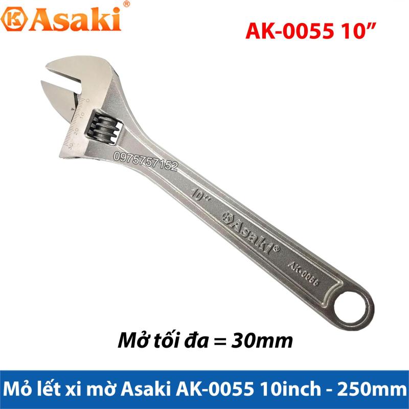 Mỏ lết xi mờ cao cấp Asaki AK-0055 10inch - 250mm (Mở tối đa 30mm)