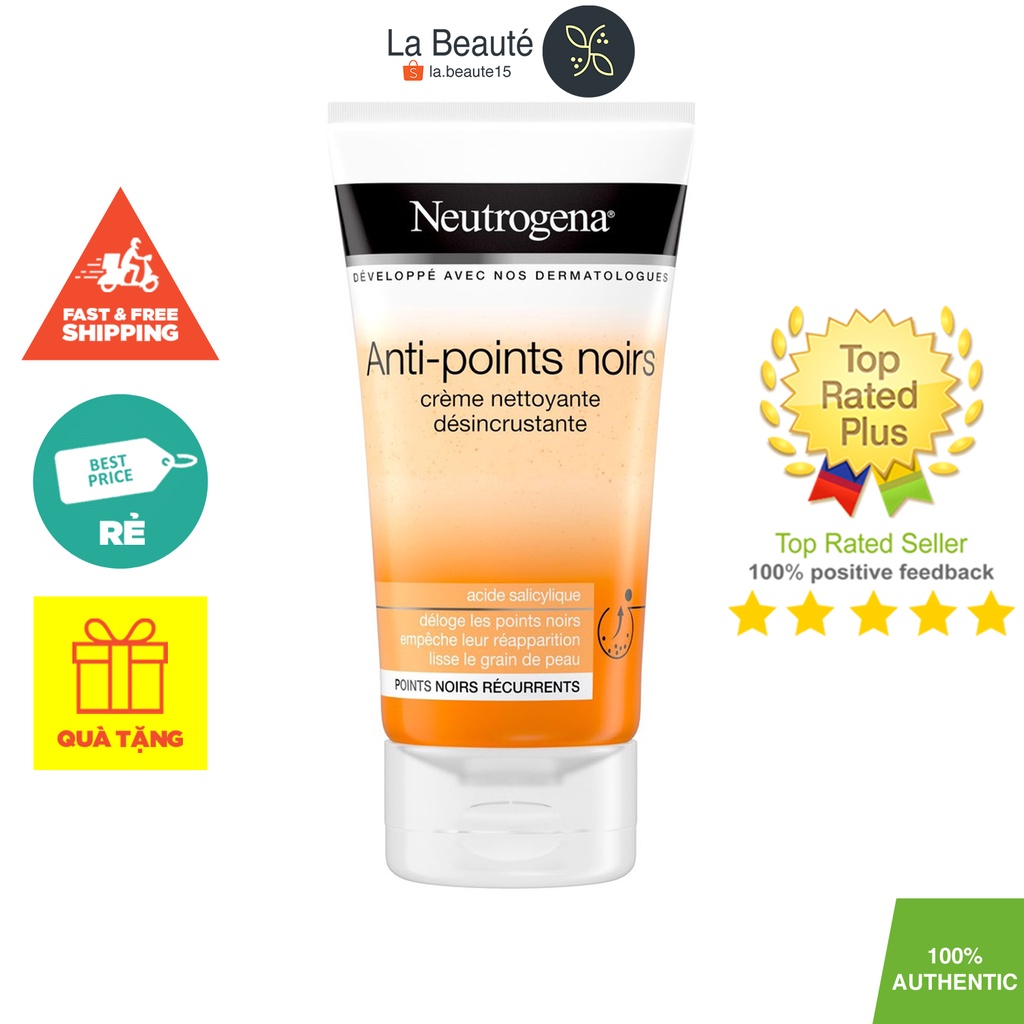 Neutrogena Visibly Clear Crème Désincrustant Points Noirs - Sữa Rửa Mặt Loại Bỏ Mụn Đầu Đen, Mụn Nhỏ Li Ti 150ml