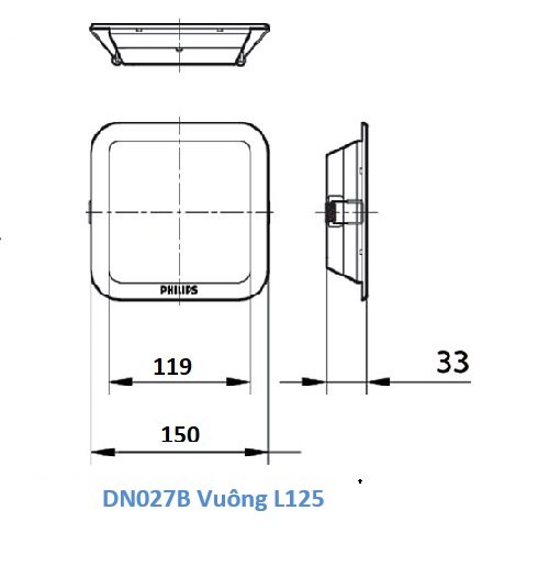 Bộ đèn âm trần Philips vuông DN027B G2 LED (6,9,12) công suất (7W,10W,14W)