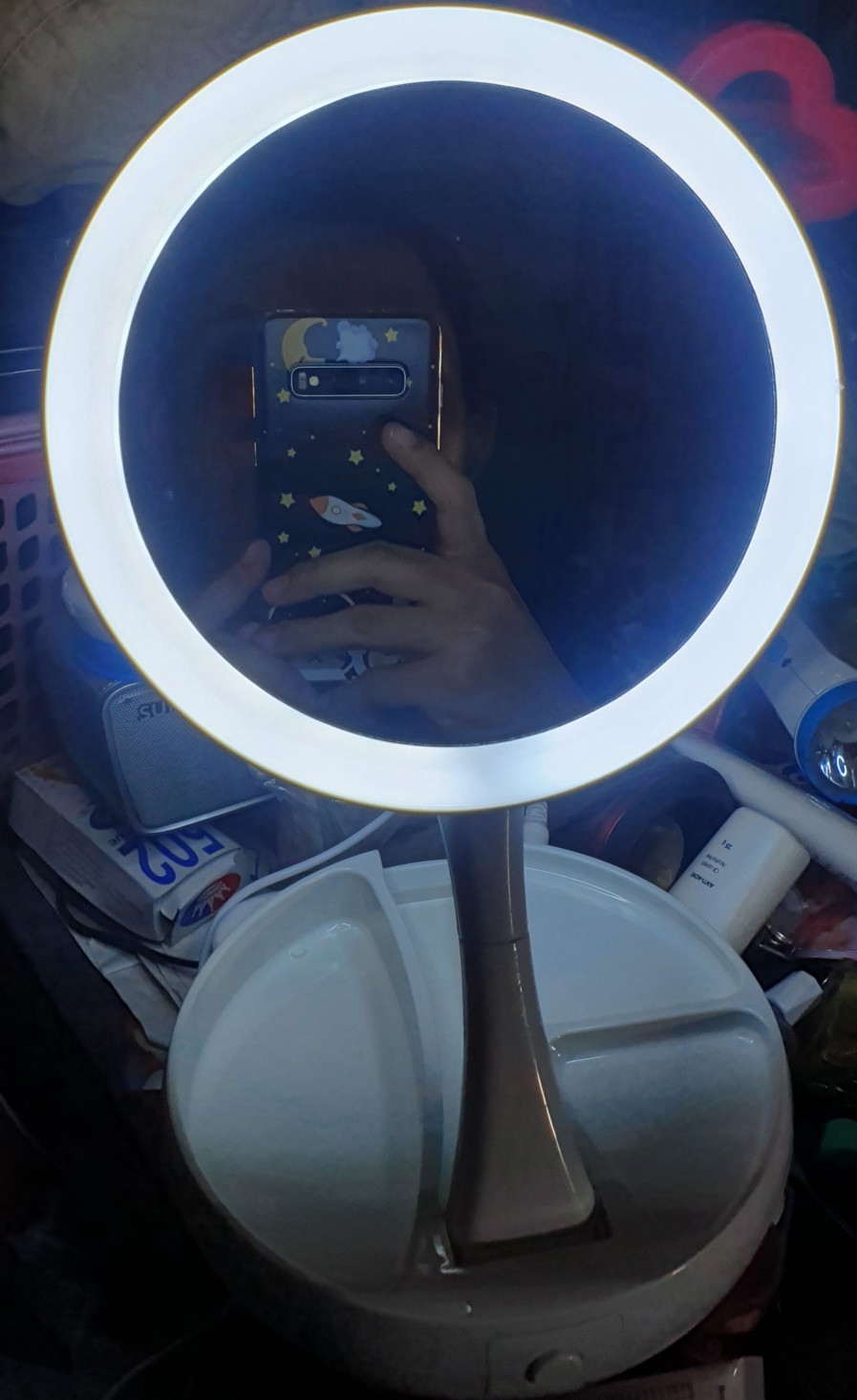 Gương đèn led trang điểm gấp gọn