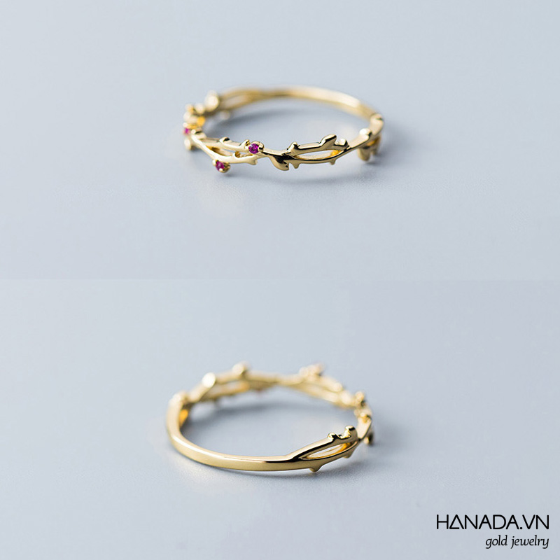 [ LAZXuhuong02 giảm 25K /199K] Nhẫn Vàng 14K Hanada Nhẫn Hoa Hồng