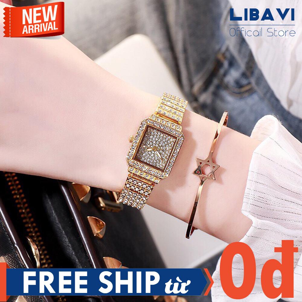 Đồng hồ nữ DZG D56, đồng hồ lắc tay mặt vuông đính đá, chạy 3 kim, dây đeo kim loại cao cấp, kháng nước chống trầy nhẹ, bảo hành 6 tháng (nhiều màu)