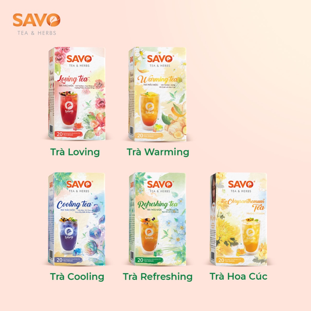 Trà Thảo Mộc SAVO Cooling (Cooling Herbal Tea) - Hộp 20 gói x 2gr