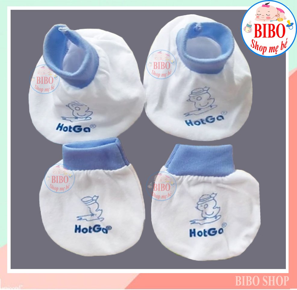 hotga Set Bao Tay Bao Chân Thun Cho Bé Sơ Sinh 100% Cotton (1 Đôi Bao Tay + 1 Đôi Bao Chân)