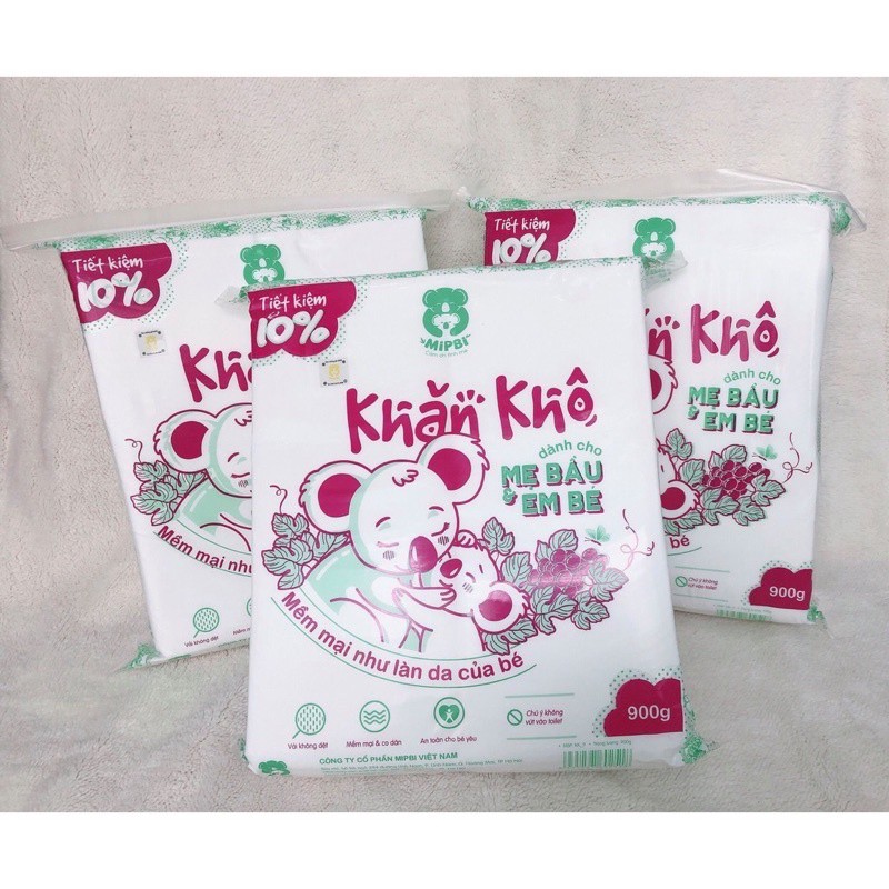 Combo 3 gói Khăn khô đa năng Mipbi 900g