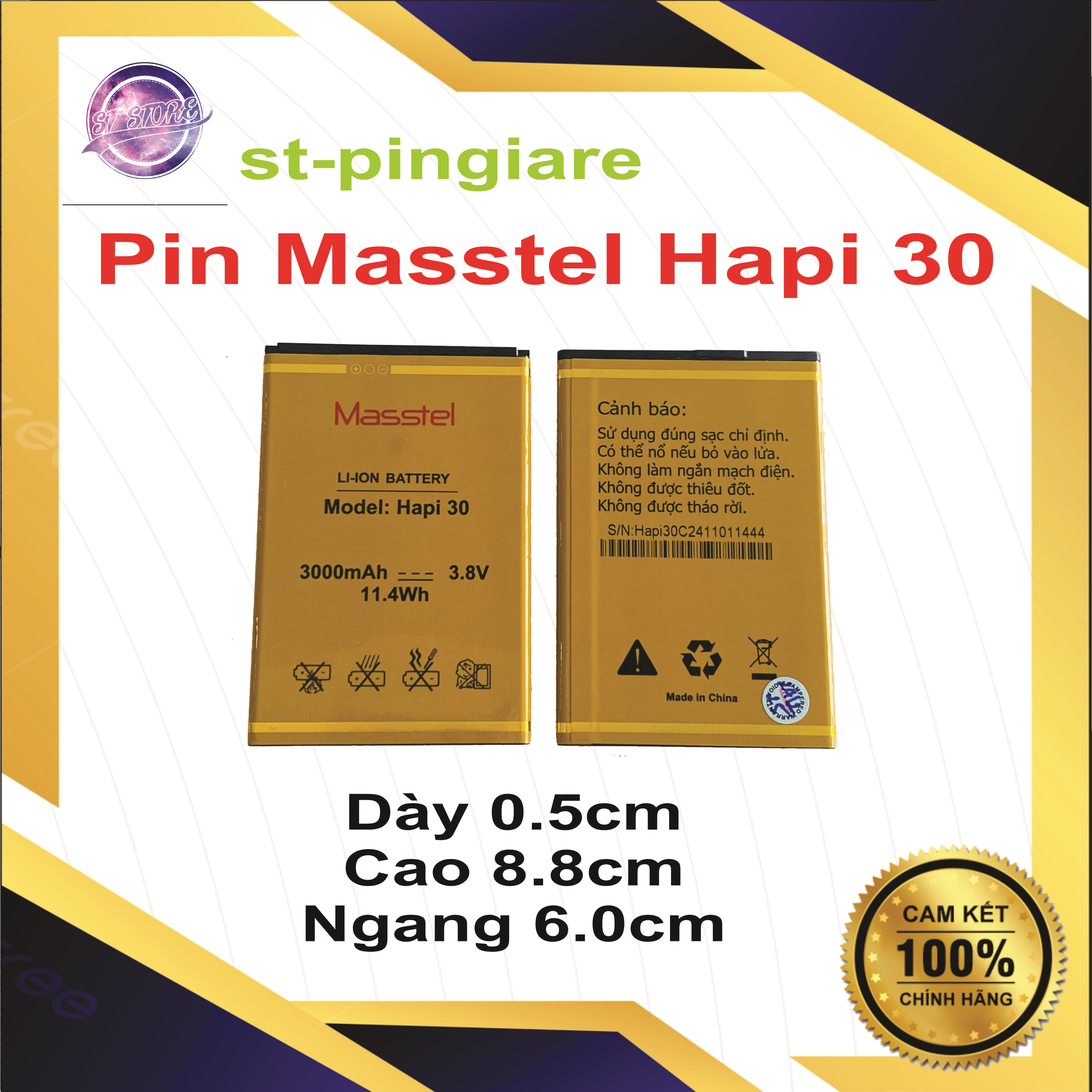 Pin Masstel Hapi 30 Chính Hãng Mới 100%
