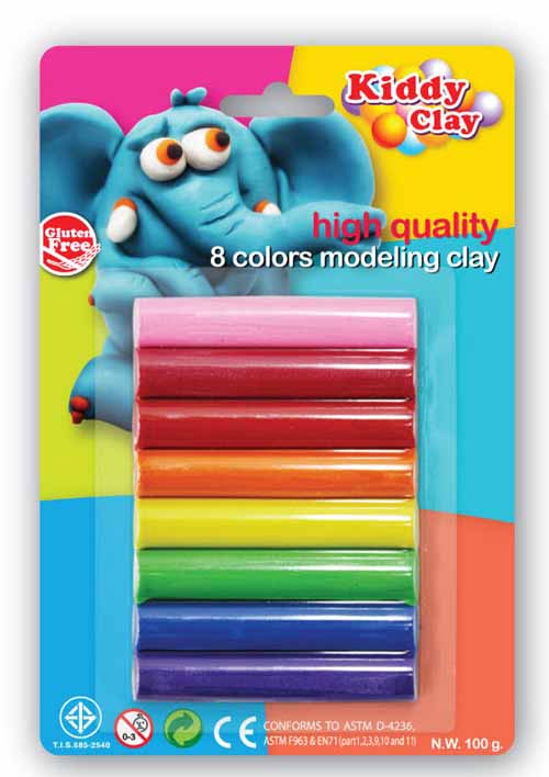 Đất Nặn Học Tập 8 Màu Kiddy Clay ST1008 (100g)
