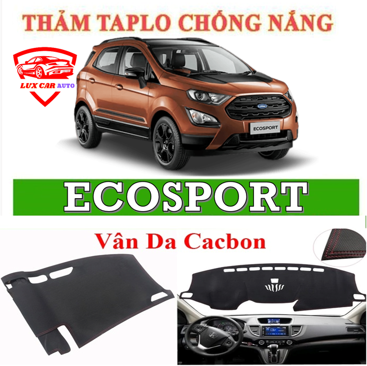 Thảm taplo Ford EcoSport 2018-2020 da vân cacbon, thảm phủ taplo, taplo da