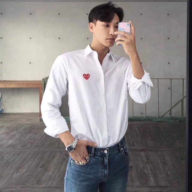 Sản phẩm ( Kèm ảnh thật ) Áo sơ mi thêu tim