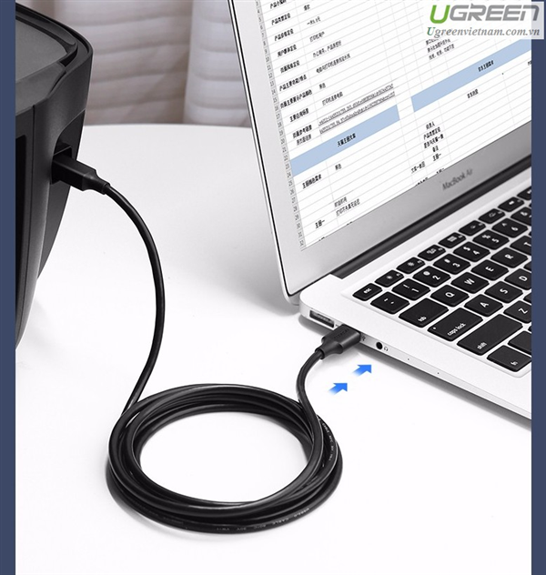 Cáp máy in USB 1,5m  Ugreen 10845 Chính Hãng