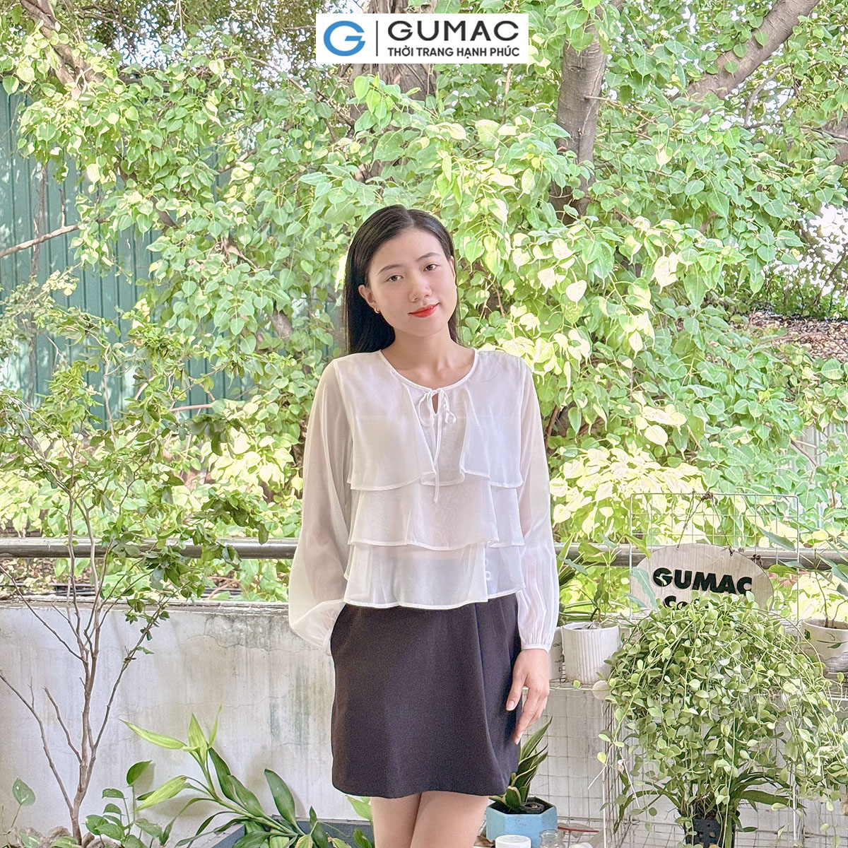 Áo kiểu phối bèo thời trang gmorning - gumac yae03001