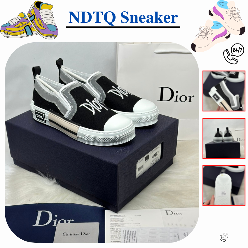 Dior ra mắt siêu phẩm Sneaker B23 Slipon với sự hòa quyện sắc nét giữa hai  màu màu đen và trắng