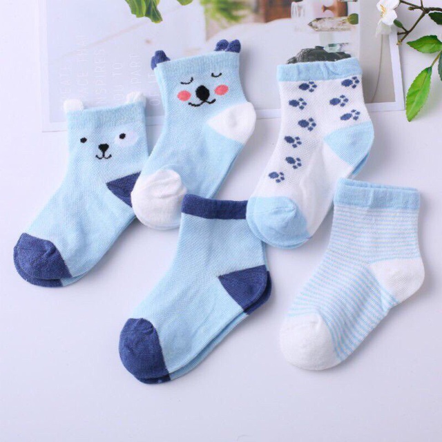 Sét 5 đôi tất thu cao cổ cho bé ấm áp