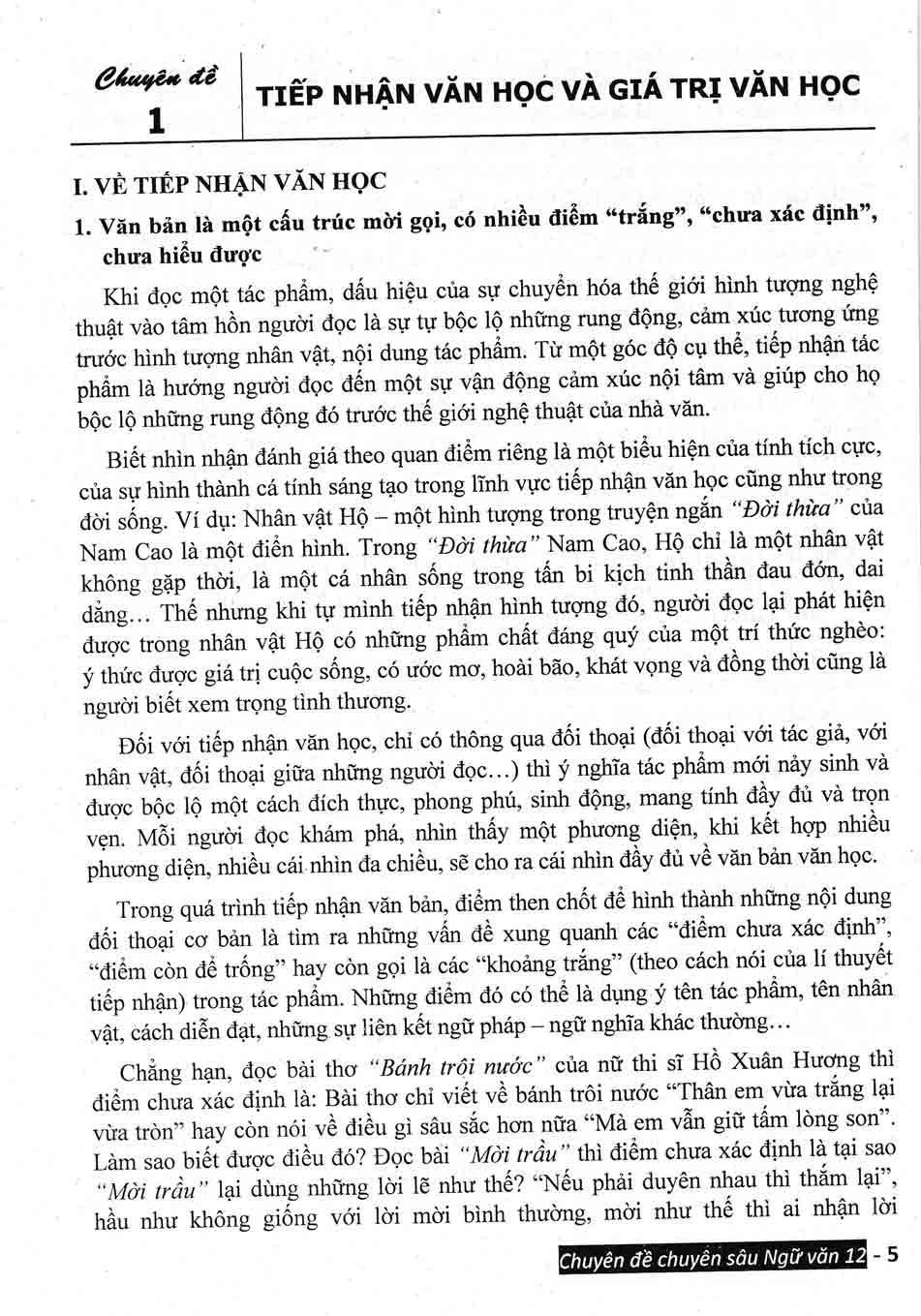 CHUYÊN ĐỀ CHUYÊN SÂU BỒI DƯỠNG NGỮ VĂN 12