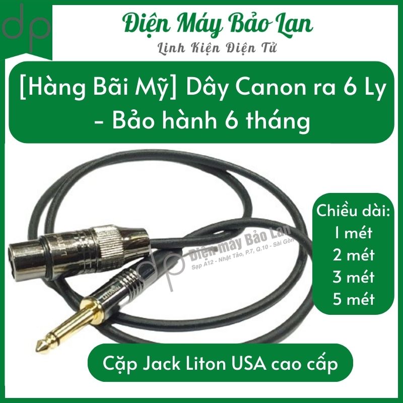 Dây canon ra 6ly/dây micro jack liton usa 6.5mm màu đen/dây audio - bảo hành 6 tháng - điện máy bảo lan