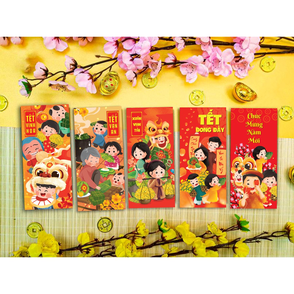 Bộ 15 lì xì tết vinh hoa