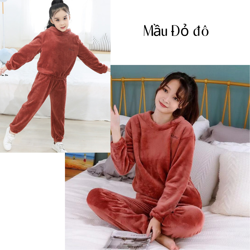 Bộ đồ cho mẹ và bé chất lông cừu siêu ấm - Q49482
