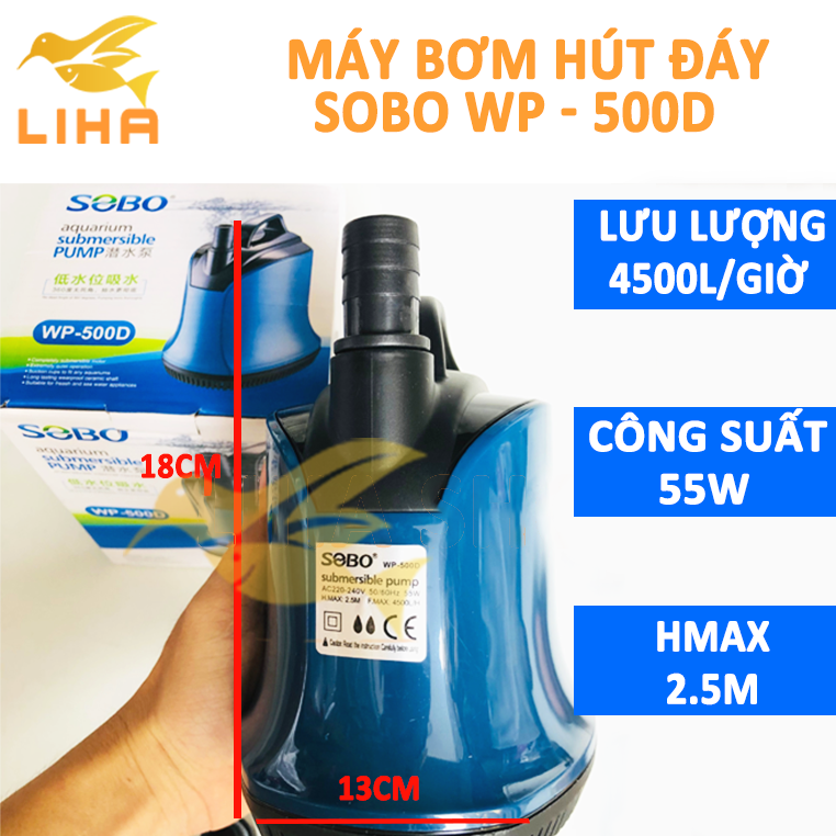 Máy Bơm Nước SOBO WP-500D (55W-4500L/H-2.5M) - Bơm Hút Cặn Bể Cá