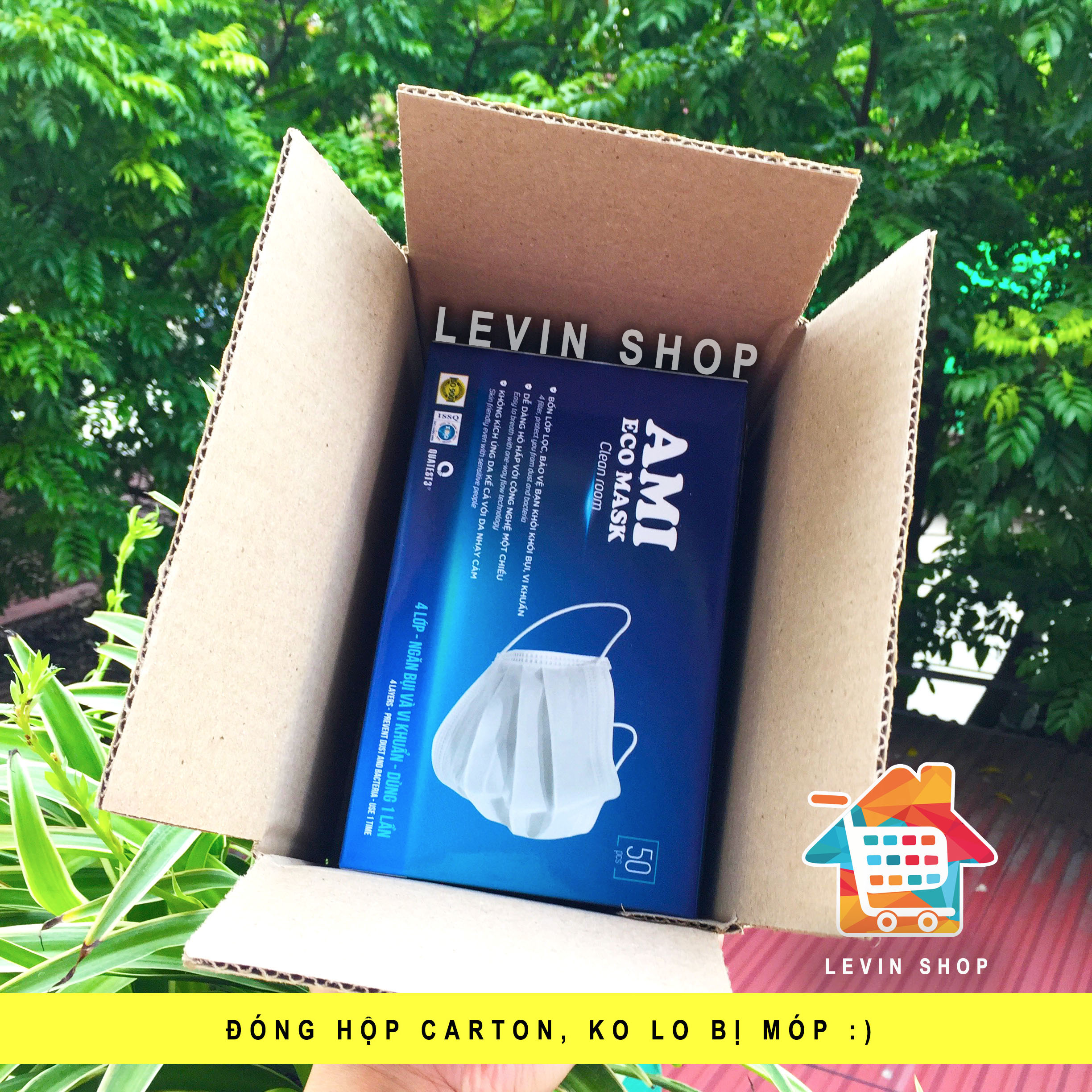 [Hộp 50 chiếc] [4 lớp] [Màu trắng] Khẩu trang y tế Ami