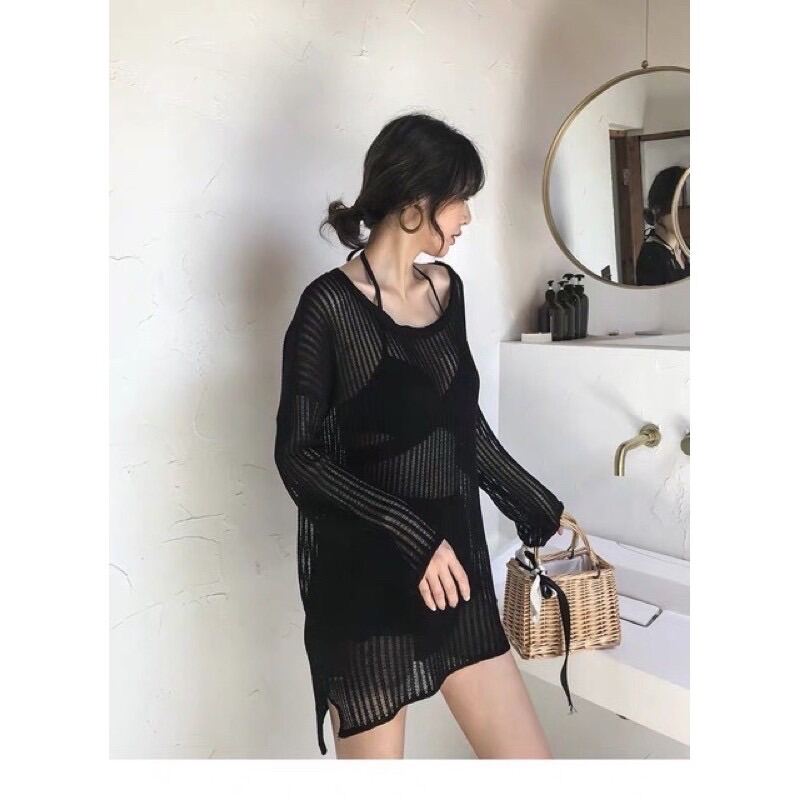 Áo khoác lưới đi biển form rộng siêu đẹp.
