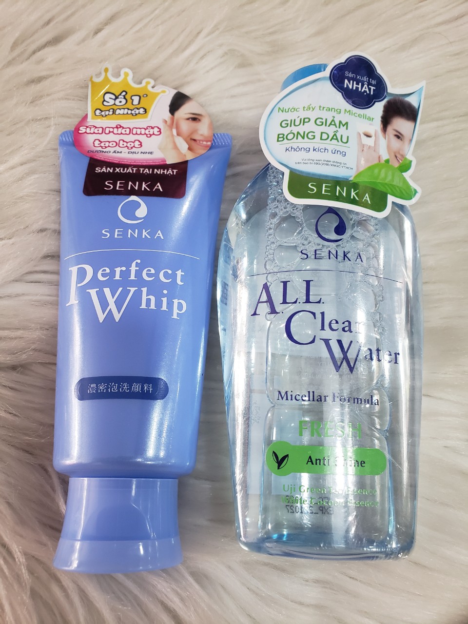 [HCM]Combo 2 sản phẩm Nước tẩy trang Senka A.L.L.Clear Water Fresh 230ml và Sữa Rửa Mặt Tạo Bọt Chiết Xuất Tơ Tằm Trắng Senka 120g