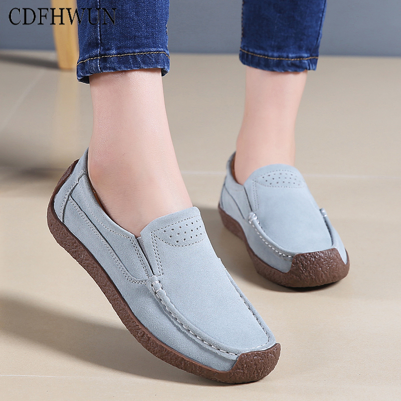 CDFHWUN Loafers for Women Suede Large Size Women Casual Shoes Snail Shoes