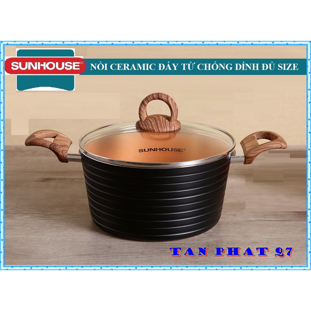 [HCM]Nồi ceramic đáy từ SUNHOUSE đủ size CÓ HÌNH THẬT
