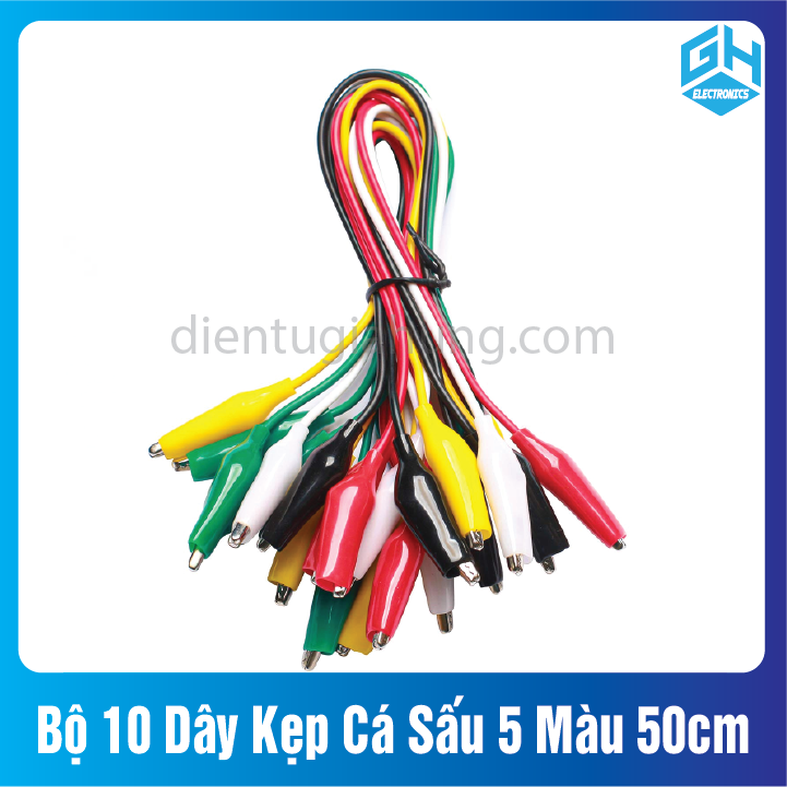 Bộ 10 Dây Kẹp Cá Sấu 5 Màu 50cm
