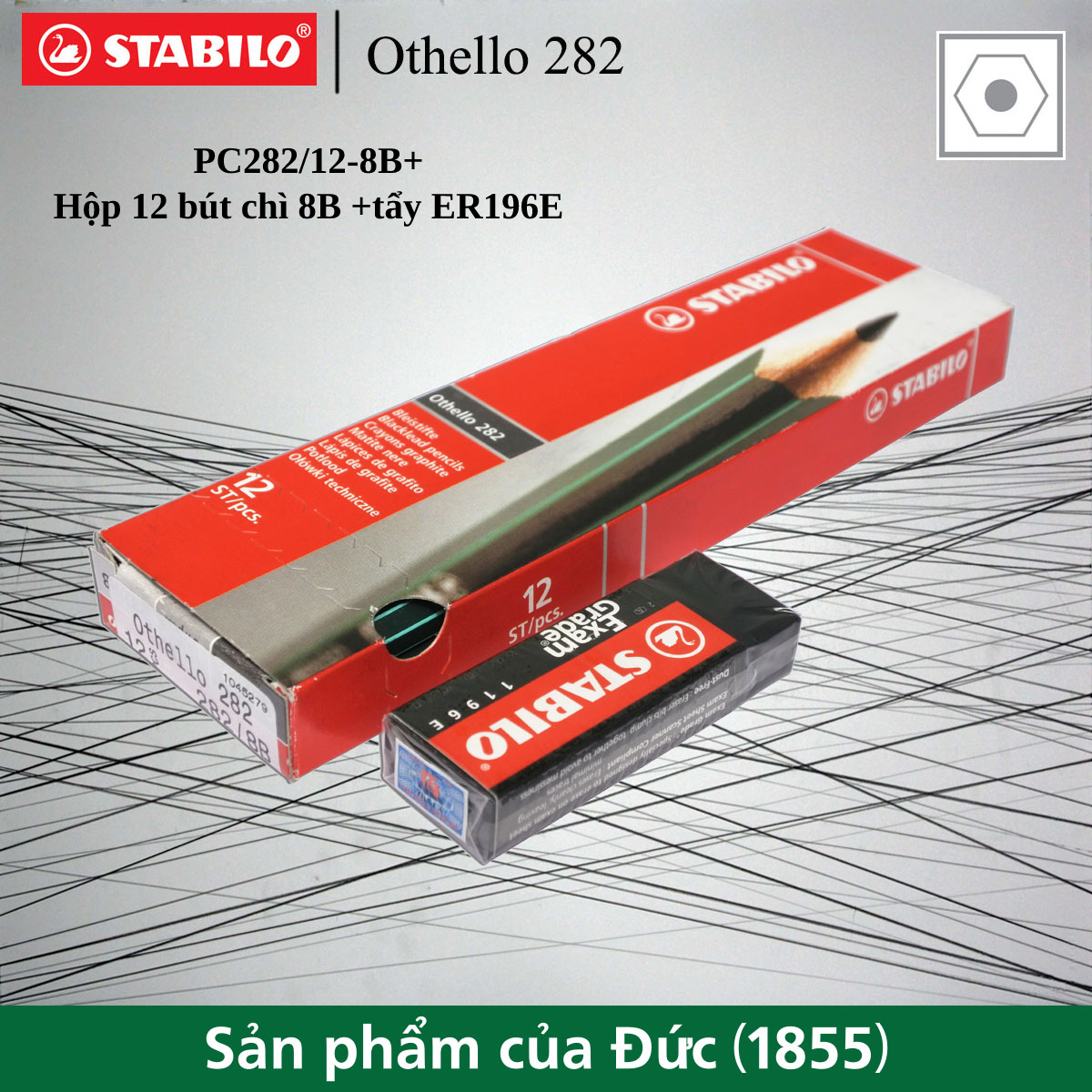 Hộp 12 cây bút chì gỗ STABILO Othello 282-8B