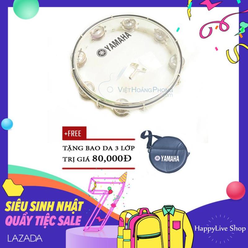 Trống lắc tay - trống gõ bo - Tambourine Yamaha MT6-102T (Trắng trong) - HappyLive Shop