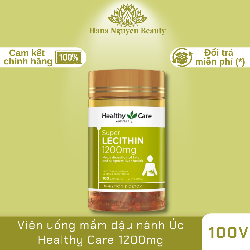 Viên uống mầm đậu nành Úc Healthy Care 1200mg cải thiện nội tiết, đẹp da và thải độc cơ thể 100 viên