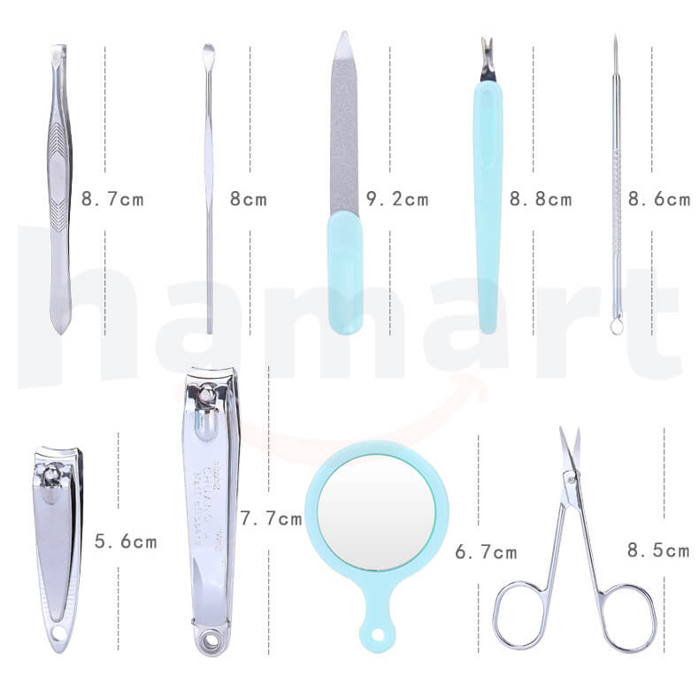 Bộ Dụng Cụ Làm Nail Apple Bộ Bấm Móng Tay 9 Món Quả Táo Kèm Gương Mini Cầm Tay Tiện Lợi