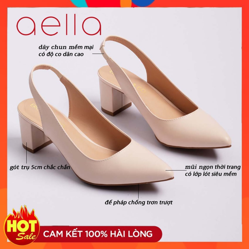 Giày sandal cao gót bít mũi quai hậu aella204 gb đầy cá tính