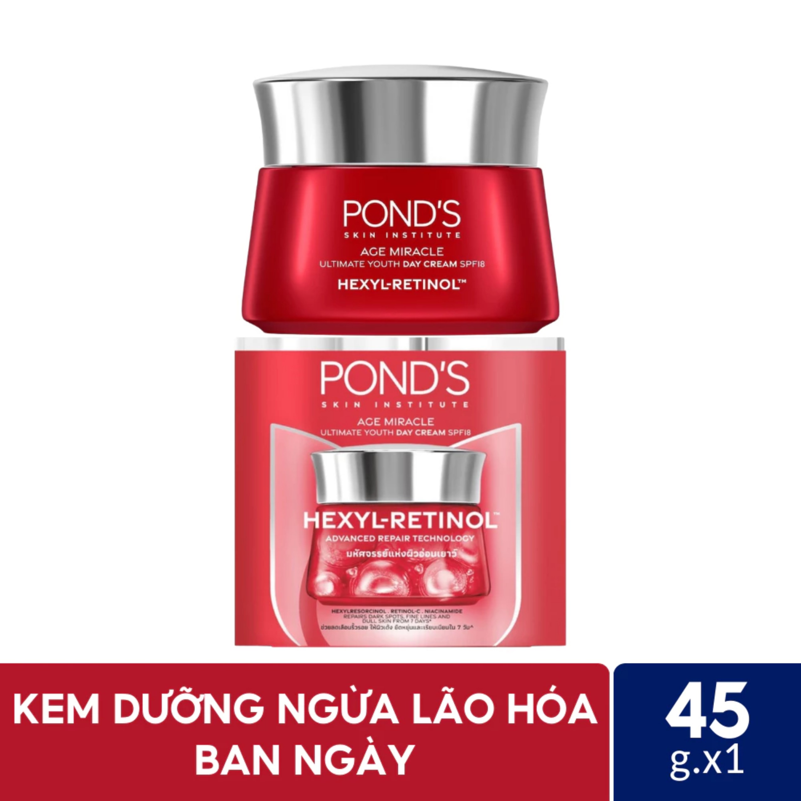 Kem Ponds Age Miracle Ngăn Ngừa Lão Hóa Cao Cấp Ban Ngày SPF18 PA++ 45g