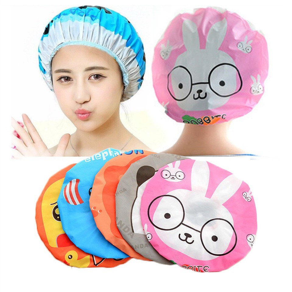 Mũ tắm chùm kute đầu dành cho nữ dùng khi tắm gội, ủ tóc, trang điểm, rửa mặt