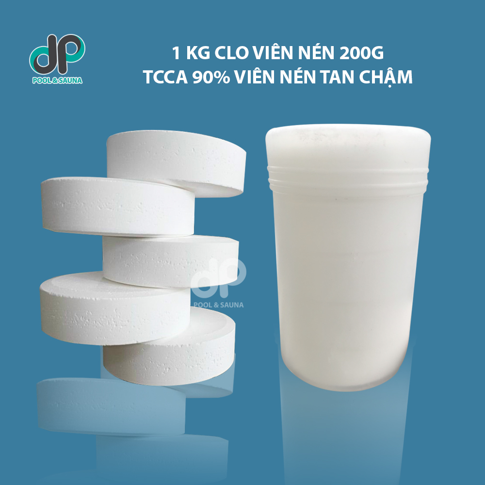 CLO VIÊN NÉN TCCA 200G [CHÍNH HÃNG] - 1kg CHLORIN 90% - Clo viên nén tiêu diệt các vi sinh vật, diệt tảo, rong rêu trong nước