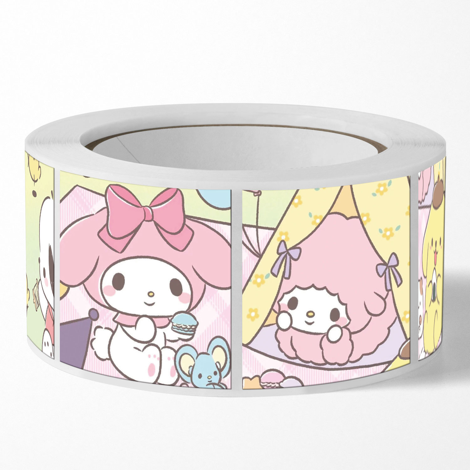 Cuộn 500 tem Sticker vuông Sanrio dễ thương - 2cm