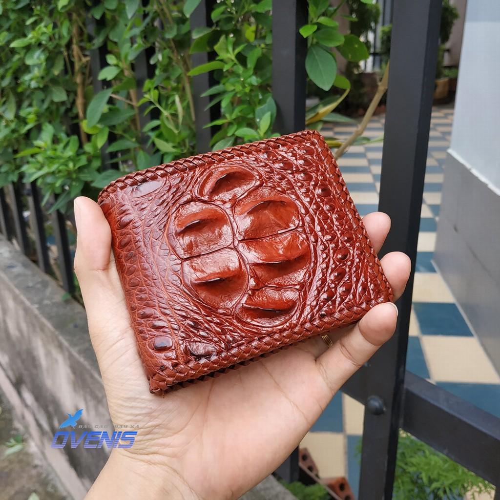 [FREE SHIP] Ví Da Cá Sấu. Da Thật 100% 2 Mặt Đan Viền Thủ Công