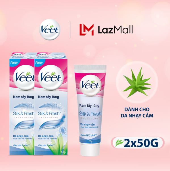 Combo 2 Kem tẩy lông cho da nhạy cảm Veet Silk Fresh 50g cao cấp