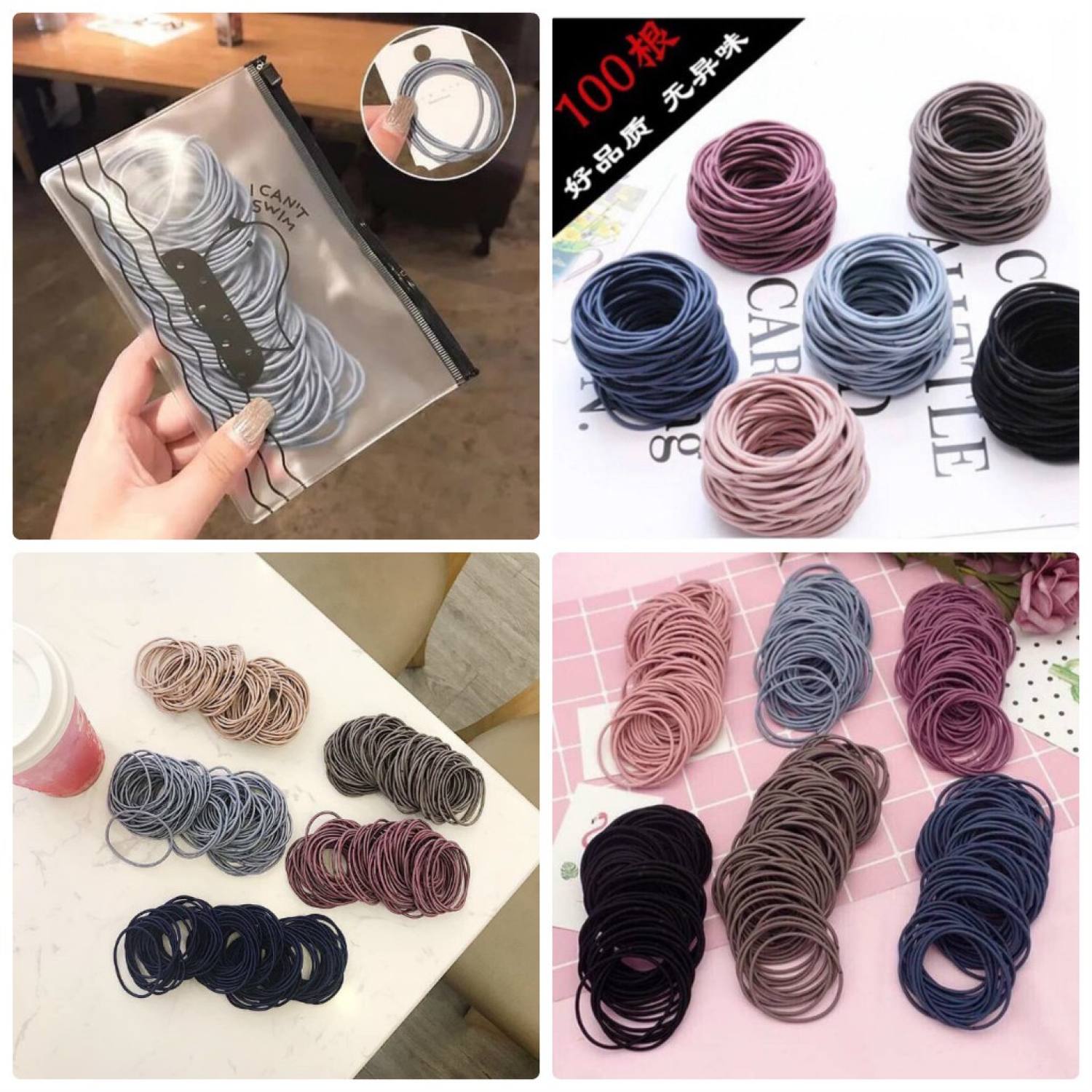 Set 100 dây cột tóc trơn