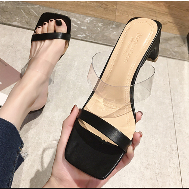 Xăng đan quai ngang cao gót vuông 5cm