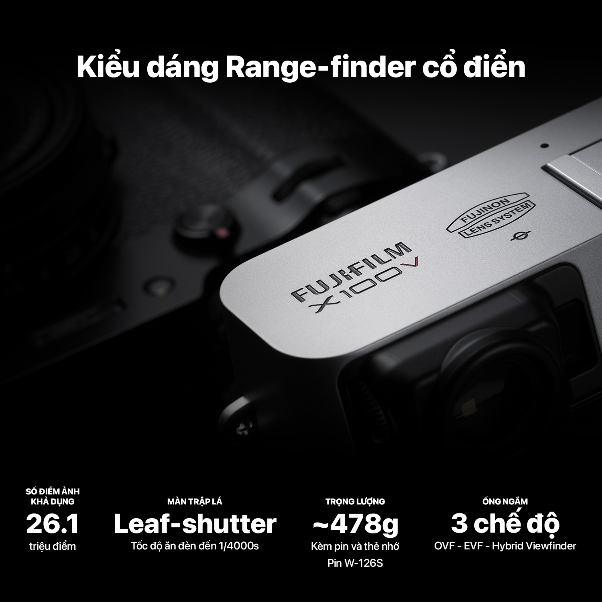 [Trả góp 0%]Máy ảnh kỹ thuật số Fujifilm X100V (Đen/Bạc)