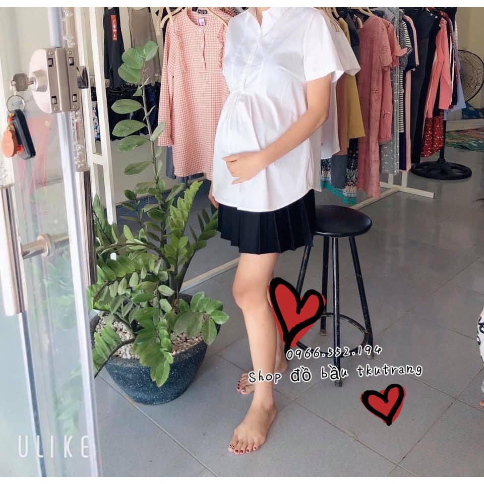 Chân váy bầu xếp ly (Có Quần Trong và chun chỉnh) Chất Umi Hàn cao cấp