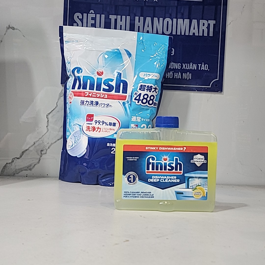 Bột rửa bát Finish 2.2kg hoặc Nước vệ sinh máy rửa bát