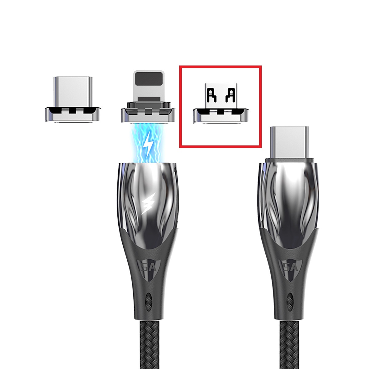 Dây Cáp Sạc Nam Châm E-Mark cao cấp 66W cho điện thoại android, iphone, macbook, laptop...